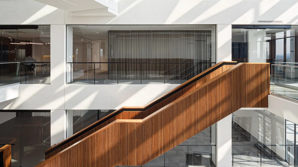 In Serbia, there is the largest private tech park: Their administrative building is a magnificent structure consisting of two parts, here's what it looks like.